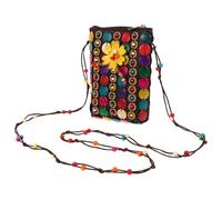 Milisten Ethnic Coconut Shell Shoulder Bag with Long Strap Boho Style Crossbody Purse for Coins and Essentials Eco-friendly Handmade Sling Bag for Casual Wear Festivals Parties