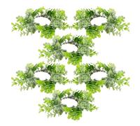 Milisten Eucalyptus Candle Rings 6Pcs Artificial Leaf Wreaths for Wedding Party Table Decor Small Greenery Candle Wreaths