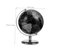 Milisten European Style Desktop Globe Ornament Rotating Educational Globe with English Labels Black Silver Meridian and Latitude Lines Elegant Home Office Decor for Learning and Geography