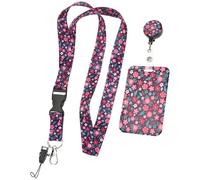 Milisten Floral Retractable Badge Holder with Lanyard, Red Daisy Sunflower Id Card Sleeve Protector, Work Badge Case for Office and School Use