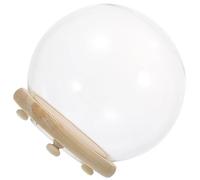 Milisten Flower Display Case Glass Dome with Illuminated Base and Wooden Stand for Terrarium and Keepsake 10X10Cm Tabletop Ornament