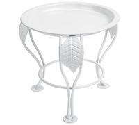 Milisten Flower Display Stand Metal Plant Stands for Flower Pot Potted Holder Metal Rustproof Iron Garden Container Round Supports Rack for Planter White Serving Tray Round