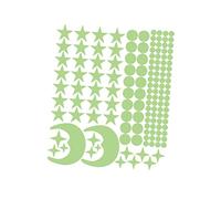 Milisten Fluorescent Luminous Star Moon Wall Decals Glow The Dark Stickers for Room Nursery Removable Self Adhesive Green Mix
