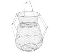 Milisten Foldable Stainless Steel Fishing Net Basket Portable Mesh Fish Trap for Crabs Shrimp Lobster Quick Drying Fishing Accessories with Support Frame