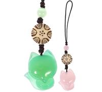 Milisten Fox Style Jade Agate Pendants 2 Pcs Charming Lightweight Keychain Accessories for Phone Case and Bag Hanging