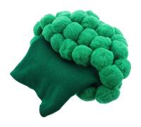 Milisten Funny Broccoli Hat Crochet Knitted Vegetable Costume Hat with Large Pom Pom, Soft Warm Green Headwear for Party Celebration and Dress-up Play