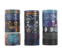 Milisten Galaxy Washi Tape Set 19pcs, 2.5m Rolls Decorative Tape with Universe Pattern for Scrapbooking, Hand Account Crafts, Celestial Craft Supplies