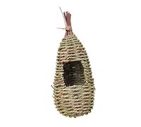Milisten Grass Bird Hut Woven Bird House Idyllic Indoor Outdoor Hanging Nest Box for Swallows Parrots Throstles Garden Ornament