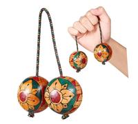 Milisten Hand Drawn Maracas Wooden Shaking Ball Rhythm Percussion Instrument for Musical Performance Single-hand Use Style