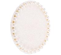 Milisten Handcrafted White Beaded Pearl Cup Mat Small Drink Coaster Heat-resistant Tabletop Placemat Decorative Farmhouse Tableware Mat for Home Use