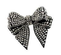 Milisten Handmade 3D Beaded Bowknot Cloth Patch Shoe Ornament Black Silver Gray Decorative Bow Adornment for Clothing Bags and Shoes