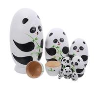 Milisten Handmade Wooden Panda Nesting Dolls Set for Russian Stacking with Adorable Animal Design Lightweight Portable Educational for Fine Motor Skill Development and Travel Entertainment