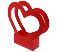 Milisten Heart Shaped Paper Flower Box Red with Handle Bouquet Packing Box for Wedding Party Decorations for Celebration and Floral Arrangements