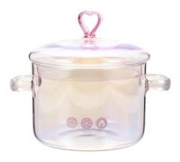 Milisten High Borosilicate Glass Noodle Pot with Double Handles 1400ml Small Soup Cooking Pot for Stovetop and Electric Cooker Instant Ramen for Home Use