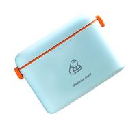 Milisten Home Multi-layer Medicine Storage Box with Handle, Small Light Blue Sundries Container for Family Use, Portable Large Capacity Medical Organizer Case