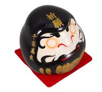 Milisten Japanese Ceramic Miniature Statue Car Interior Decor 6Cm Black Matte Lucky Ornament for Desk and Vehicle