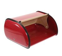 Milisten Kitchen Countertop Bread Box Large Red Drum Shape Stainless Steel Bread Holder with Lid and Bakery Organization
