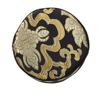 Milisten Lightweight Black Cotton Cloth Sound Bowl Mat with Traditional Pattern Design, round Shape Singing Bowl Cushion for Home Decoration and Buddhist Temple Furnishing