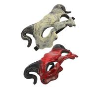 Milisten Lightweight Halloween Devil Mask with Horns Scary Half Face Demon Masquerade Accessory for Party Cosplay and Stage Performance Portable Red and White Evil Goat Face Cover