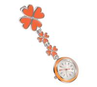 Milisten Lightweight Orange Nurses Hanging Watch with Rose Pattern, Round Glass Mirror and Metal Clip-on Design for Doctors and Students, Modern Simple Style Work Pocket Fob Watch