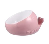 Milisten Lovely Whale Shape Ceramic Cat Bowl Anti-skid Base and Neck Easy to Clean Pet Feeder for Cats Adorable Design for Comfortable Eating and Drinking