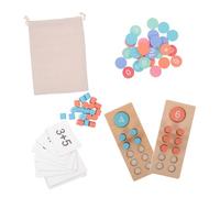 Milisten Math Teaching Aids Montessori Counting Teaching Calculation Stand Ten-frame Math Manipulative for Elementary Counters for Math Counting Math Wooden