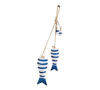 Milisten Mediterranean Style Small Wooden Fish Pendant Hanging Decor with Fishing Net Background Nautical Wall Ornament for Home Bar Kindergarten Party Decorations