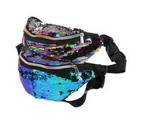 Milisten Mermaid Sequin Waist Bag Set 2pcs Small Glitter Fanny Packs with Adjustable Strap Crossbody Belt Bag for Women Travel Sports Daily Use