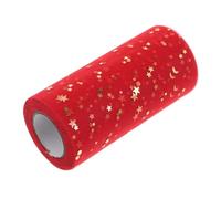 Milisten Mesh Ribbon Wide Whimsy Ribbons with Gold Star Moon Pattern DIY Craft Web Ribbon for Gift Wrapping Home Wedding Christmas Cake Decoration 2280x15cm (Red)