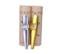 Milisten Metal Kazoo Set Gold and Silver Kazoos Includes 2 Cylindrical Paper Tubes Portable Musical Instruments for Music Lovers and Ukulele Partner for Adults and Beginners