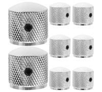 Milisten Metal Rotary Control Knob and Finely Brushed Surfaces 8pcs with Central Hole, Silver Finish, Balanced Weighted Design for Stable Volume Adjustment for Electric Guitar and Speaker