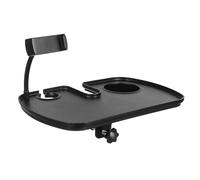 Milisten Microphone Stand Desk with Clamp on Shelf and Cup Holder, Black Abs Material, Easy Installation and Load Bearing for Live Streaming and Giving A Speech, Compact Table Mic Stand