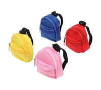 Milisten Mini Doll Backpack 4Pcs Set Small Zippered Doll Backpacks for Kids Portable Toy Accessories for Play Sets Compact 3X2.75X1.4 Inch Bags