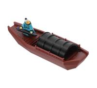 Milisten Mini Fishing Boat Decor with Old Man Piano Statue Handcrafted Chinese Wupeng Boat Figurine Ancient Sailing Model for Home Office Garden Decoration Cultural Nautical Ornament