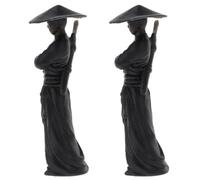 Milisten Mini Ninja Figurines 2 Pack Resin Small Action Figures for Bonsai Landscape Desk Decoration and Home Office Display