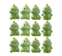 Milisten Mini Resin Dinosaur Figures Tiny Resin Animals 12pcs Miniature Garden Fairy Decor for Bonsai Micro Landscape with Cute Green Dinosaur Set