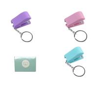 Milisten Mini Stapler Keychain 4pcs Set Portable Small Plastic Staplers with Staples Pendant for Office School Travel Use