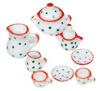Milisten Mini Tea Set Boys and Girls Tea Set Mini Ceramic Tea Set Hand-painted Polka Dots Decorative Ornaments Dollhouse Kitchen Play
