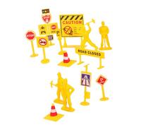 Milisten Mini Traffic Sign Construction for Plastic Roadblock and Model Figurines Realistic Engineering Scene Decor for Role Play Learning and Creative Street Craft Building