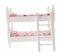 Milisten Mini Wooden Bunk Bed Model for Scale Dollhouse Pretend Play Bedroom Decor Enhances Mini House Adornment with Realistic Design White