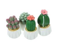 Milisten Miniature Cactus Decor 4pcs Set, Micro Landscape Potted Plants for Indoor Desktop and Tiny House Decoration, Resin Mini Succulent Ornaments for DIY Micro Gardening