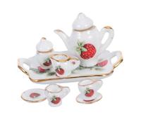Milisten Miniature Porcelain Tea for Ceramic Dollhouse Teacup Saucer with Tiny Teapot and Tray Mini Props for Pretend Play and Dollhouse Accessories