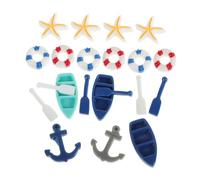 Milisten Miniature Resin Beach Scene Ornament with Boat Model Coastal Figurines for Dollhouse Decoration Summer Beach Themed DIY Accessories Realistic Nautical Resin Craft
