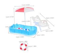 Milisten Miniature Swimming Pool with Beach Umbrella and Floating Chair Realistic Dollhouse Furniture for Summer Role Play and Creative Interactive Fun