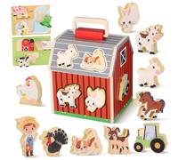 Milisten Montessori Wooden Farm Animal Set for Age Smooth Edges Wood Figurines for Preschool Learning Educational Playset for Boys and Indoors Outdoors