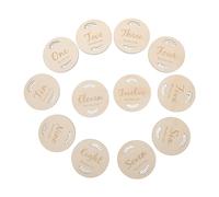 Milisten Monthly Record Card Wooden Photo Cards for Growth Journey Progress Chart for First Year Monthly Wood Discs