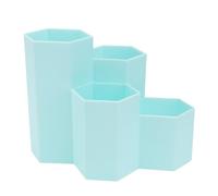 Milisten Multifunctional Hexagonal Pen Holder with 4 Grids, Blue Pp Desktop Stationery Organizer for Students and Teachers, Creative Study Pen Holder Storage Box for Office and School Use