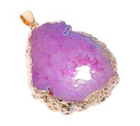 Milisten Natural Agate Pendant Slice with Electrogilding Edge, DIY Jewelry Craft Gemstone Charm for Necklace Accessories, Glossy Pink Red Hanging Agate Decor for Women