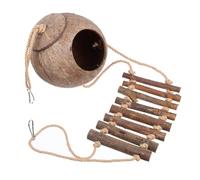 Milisten Natural Coconut Reptile Hide with Ladder for Crested Gecko Tank Accessories Lizard Decor Terrariums Leopard Gecko and Bearded Dragon Habitat Ornament Safe and Realistic Shelter for