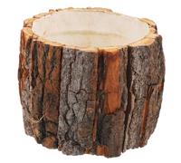 Milisten Natural Rustic Bark Flower Container Planter 11.8 Inch Wooden Flowerpot for Home Garden Table Centerpiece Decoration